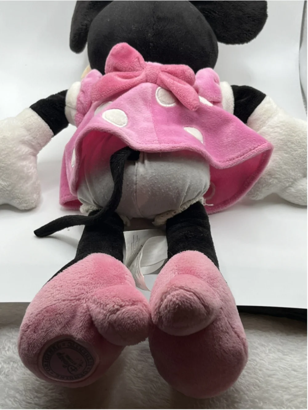 Disney Store Plush Minnie Mouse Plush Embroidered Detail Pink Bow Shoes Dress